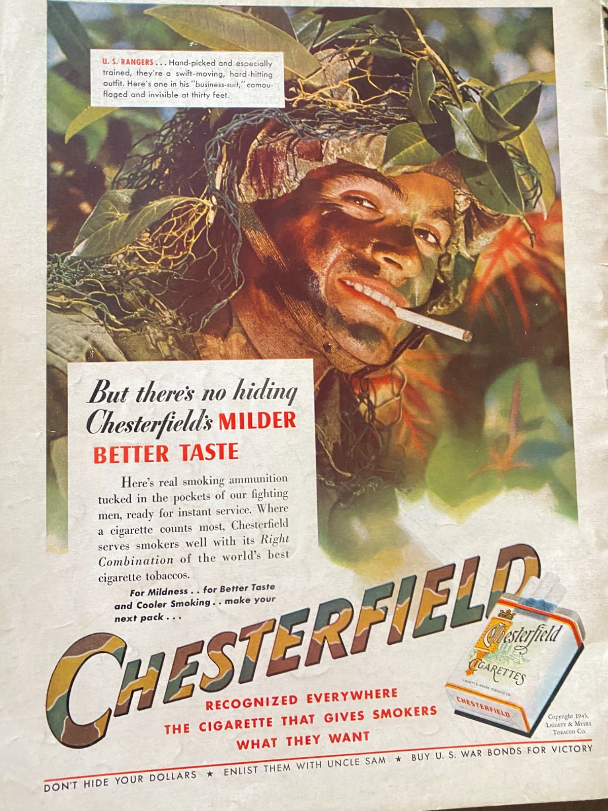 Chesterfield Cigarettes, Full Page Vintage Print Ad, aa