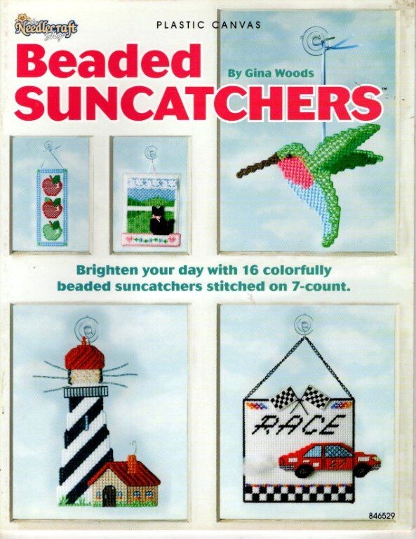 THE NEEDLECRAFT SHOP PLASTIC CANVAS BEADED SUNCATHCHERS 16 DESIGNS