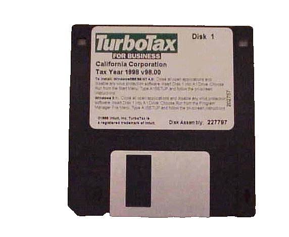 Floppy Disk TurboTax Windows Businesses /California Tax Year 1998 Fed and State