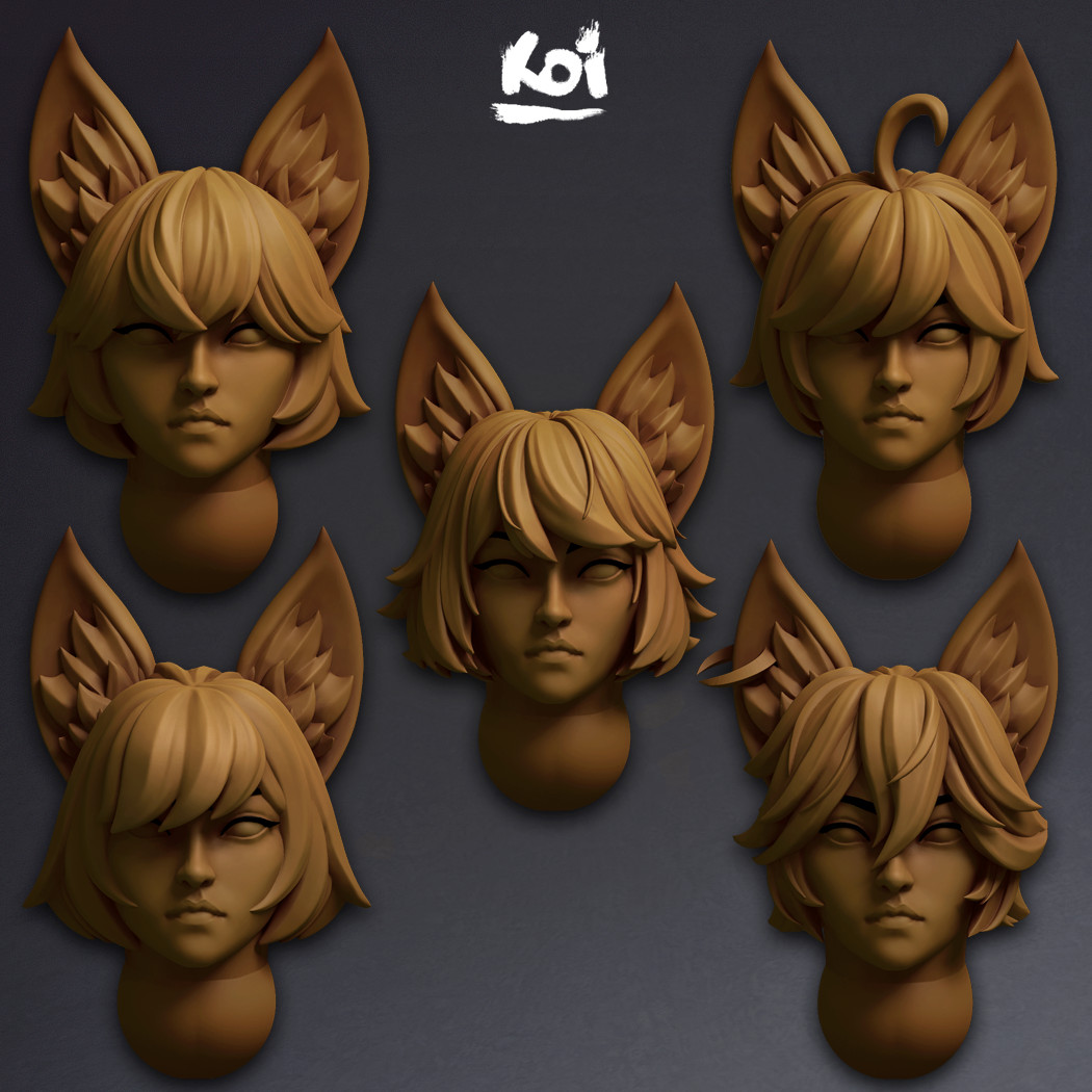 Kitsune - Miniature Heads | 32mm Bits Warhammer Sigmar 40k Space anime Sister