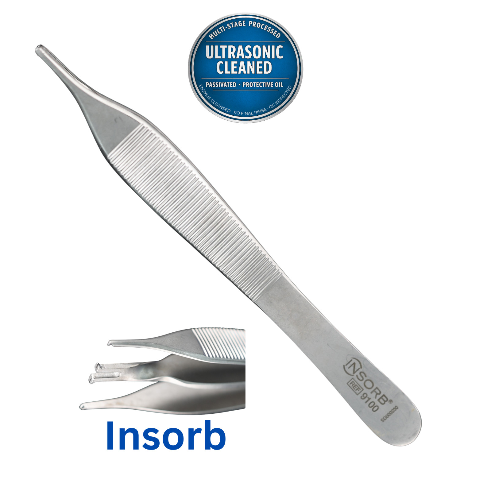 Insorb 9100 Dual Tip Tissue Forceps, 1x2 Teeth, Straight, 4-5/8"