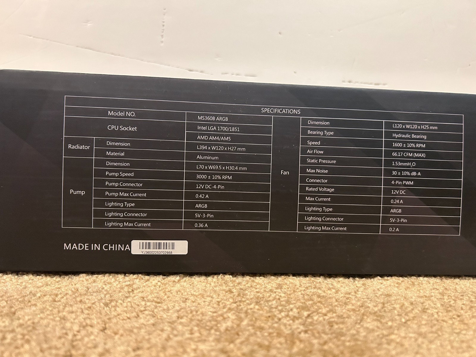 minorsonic ms360B argb all in one cooler