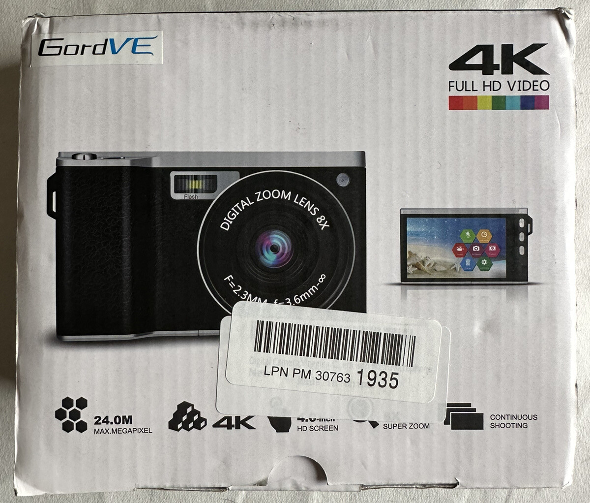GordVE 24.0MP HD 1080p Wide Angle Anti Shake 12X Digital Zoom Vlogging Camera