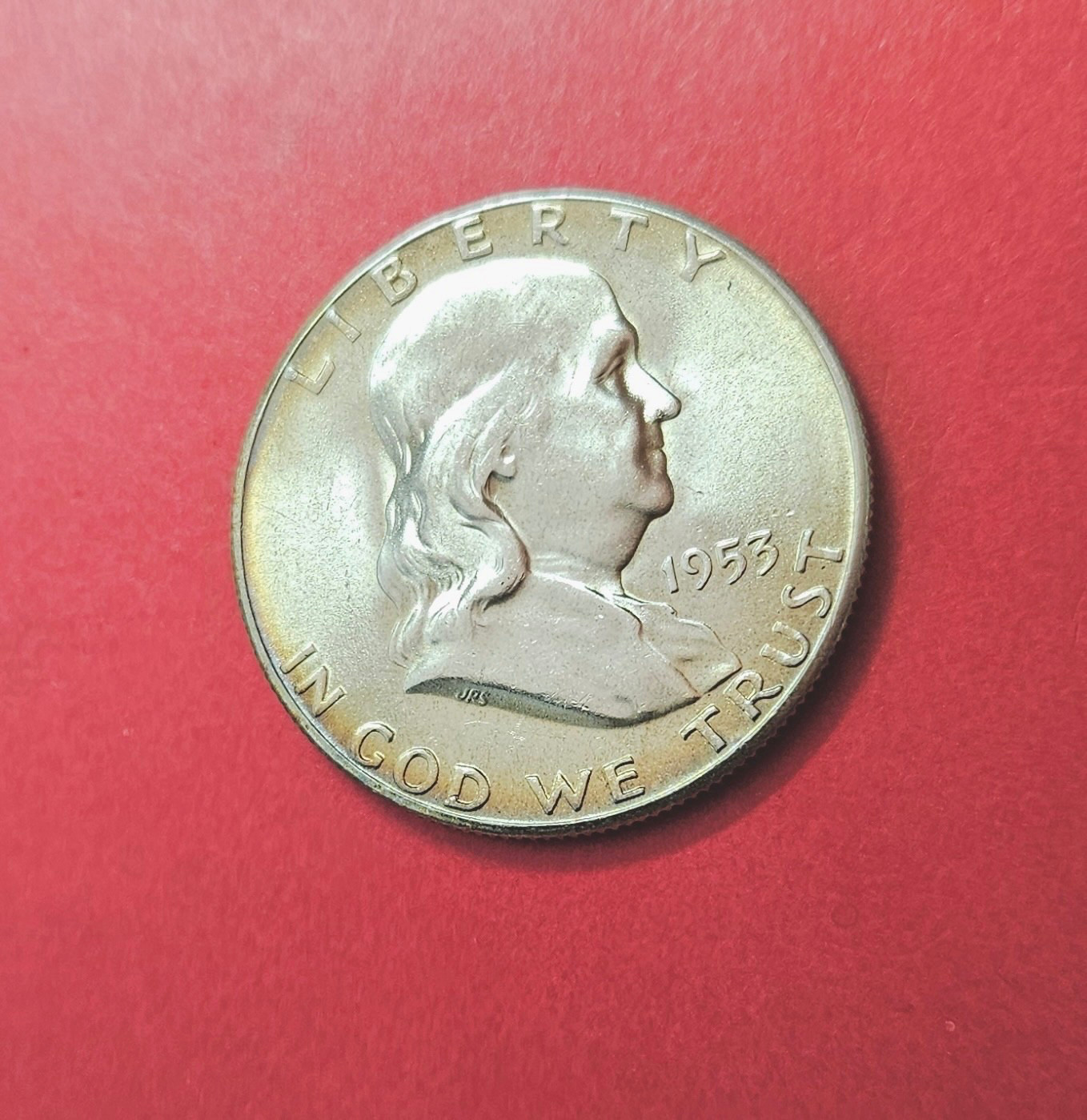 1953 S Franklin Silver Half Dollar. AU. NicelyToned. 90% Silver. Nice Bell Lines