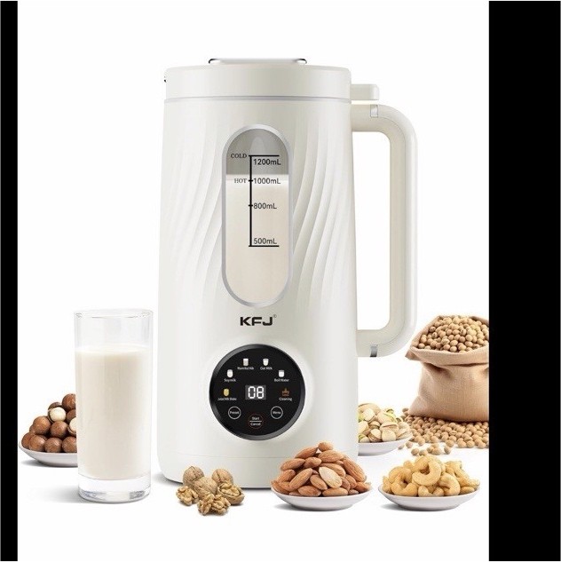 KFJ Electric Soup Maker 8-in-1 Nut Milk Maker 41oz Borosilicate Glass White