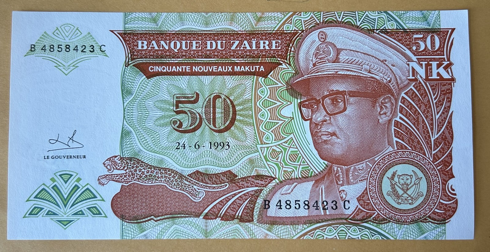 Zaire.  50 Nouveaux Makuta 1993   P51 UNC