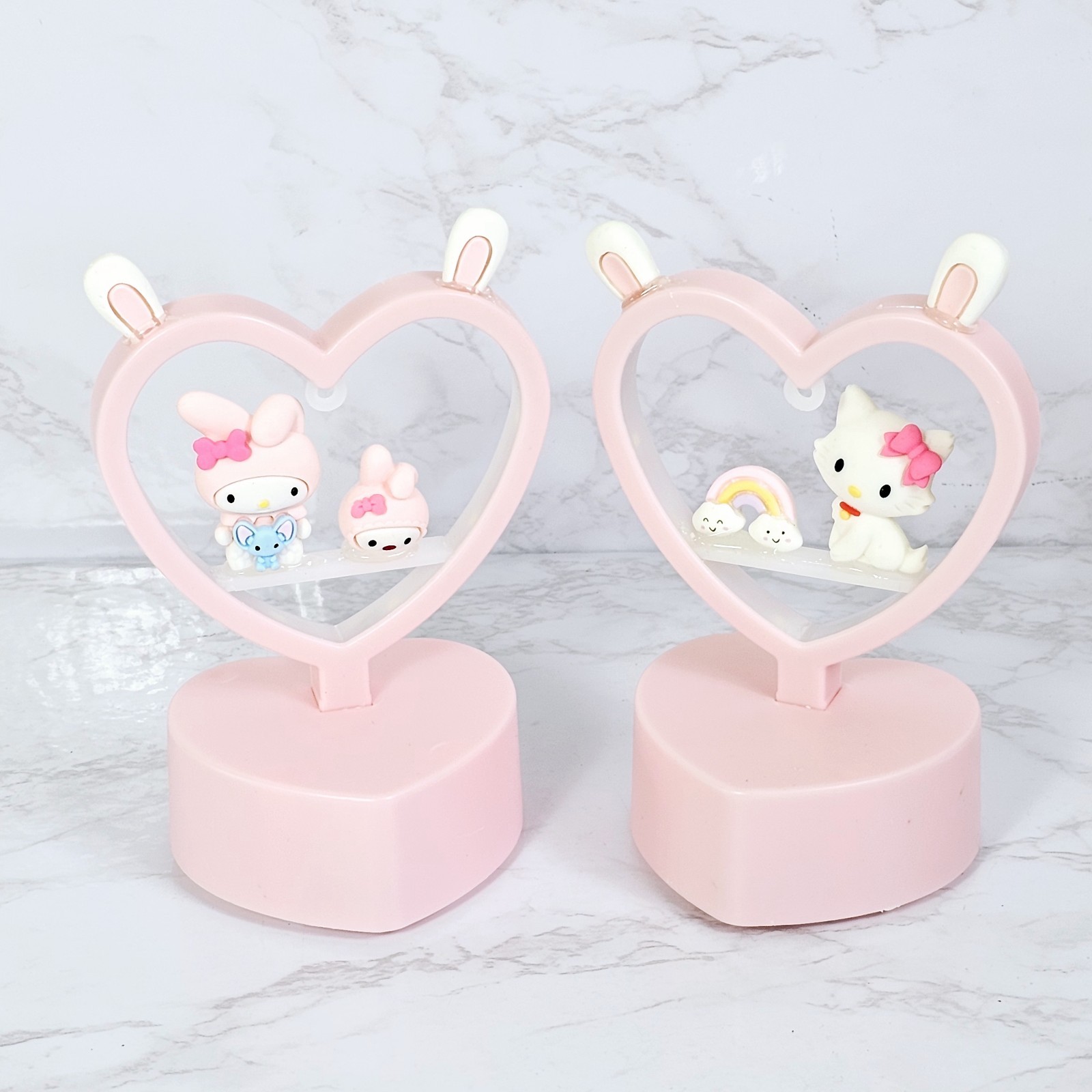2 Pcs My Melody & Cat Kawaii Night Light Children Glow Table Lamp for Girls NEW