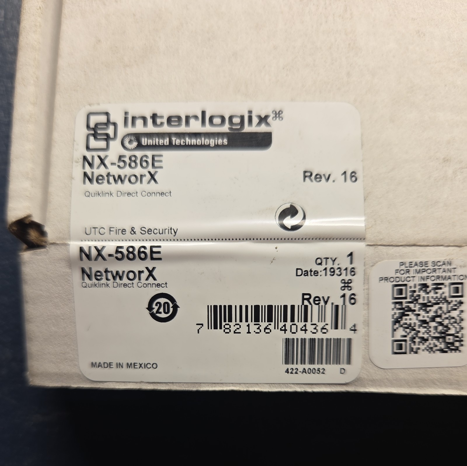 NEW Interlogix NX-586E NetworX Quiklink Direct Connect