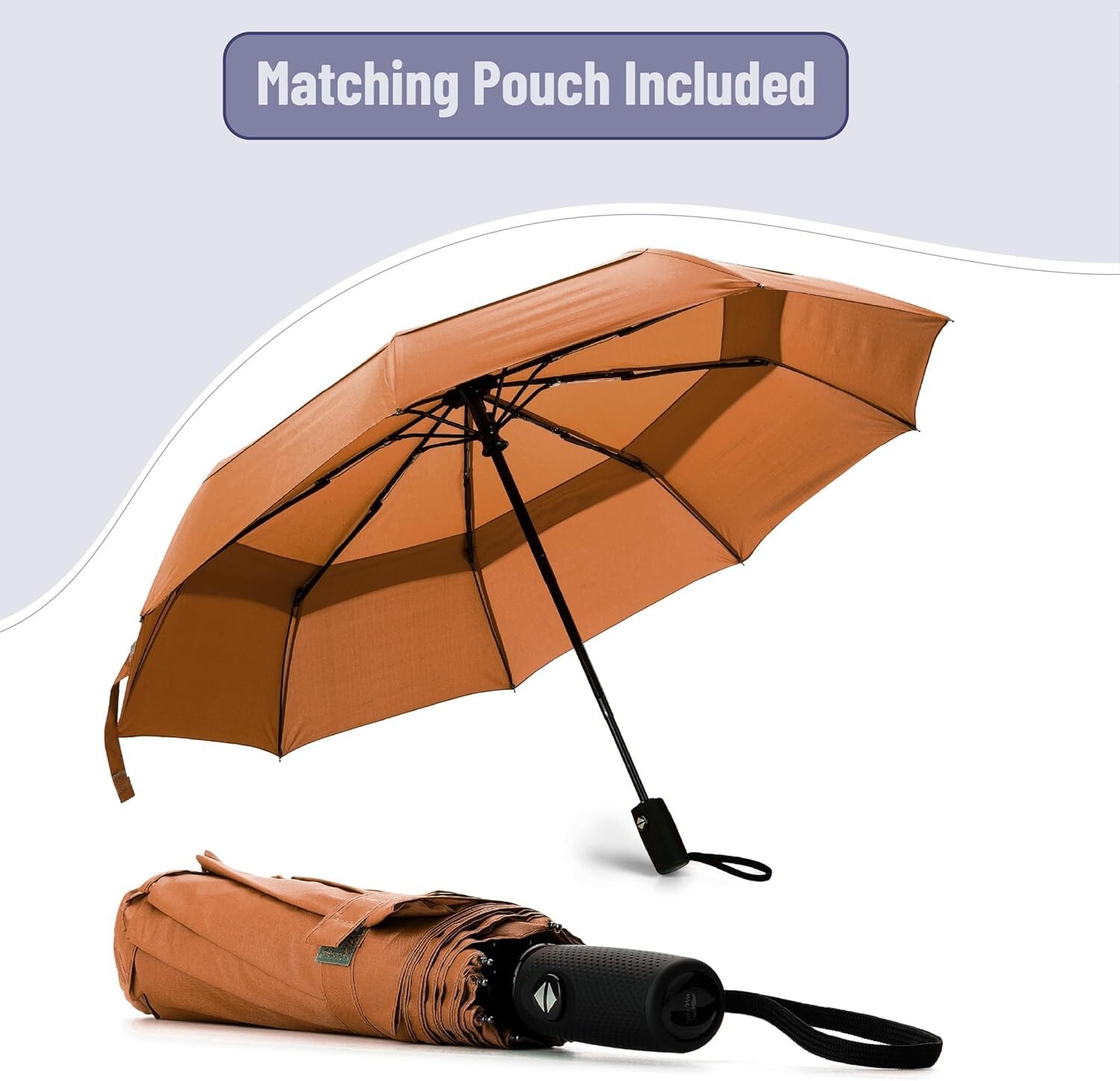 42-Inch Automatic Windproof Umbrella for Reliable Rain Coverage - Tawny Glow