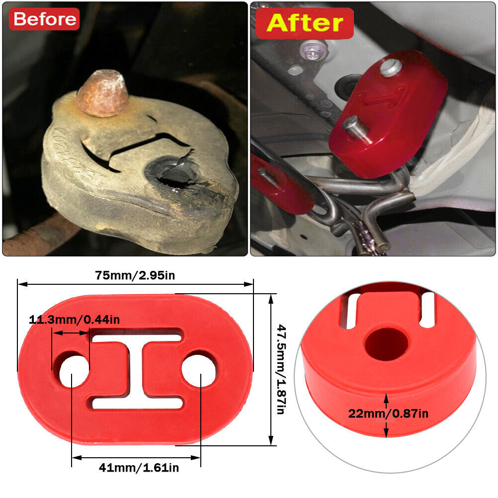 2pcs Heavy Duty Rubber Exhaust Tail Pipe Mount Bracket Hanger Bushing Insulator