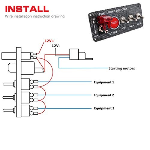Jeemiter 12V 30A Ignition Switch Panel Kit, 5-in-1 Engine Start Push Button