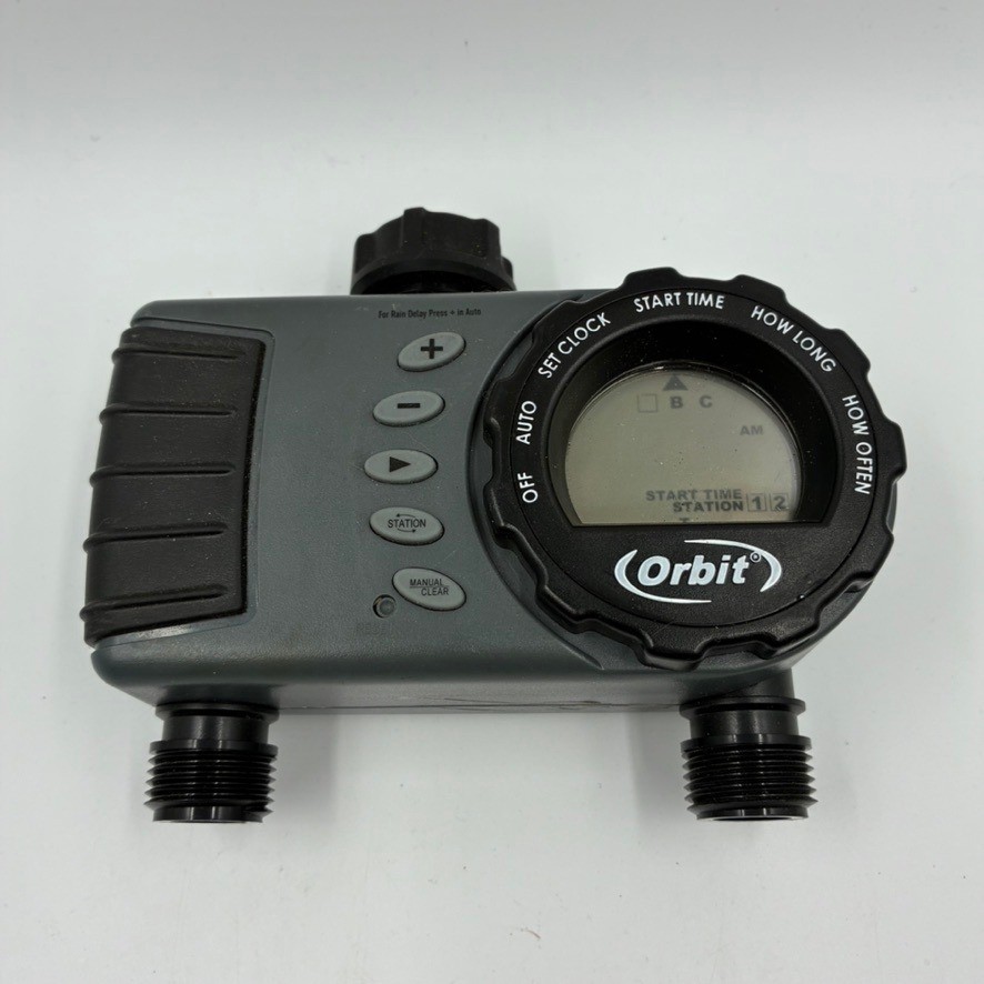 Orbit 24713 Digital 2-Outlet Hose Faucet Timer Gray Black Programmable Watering