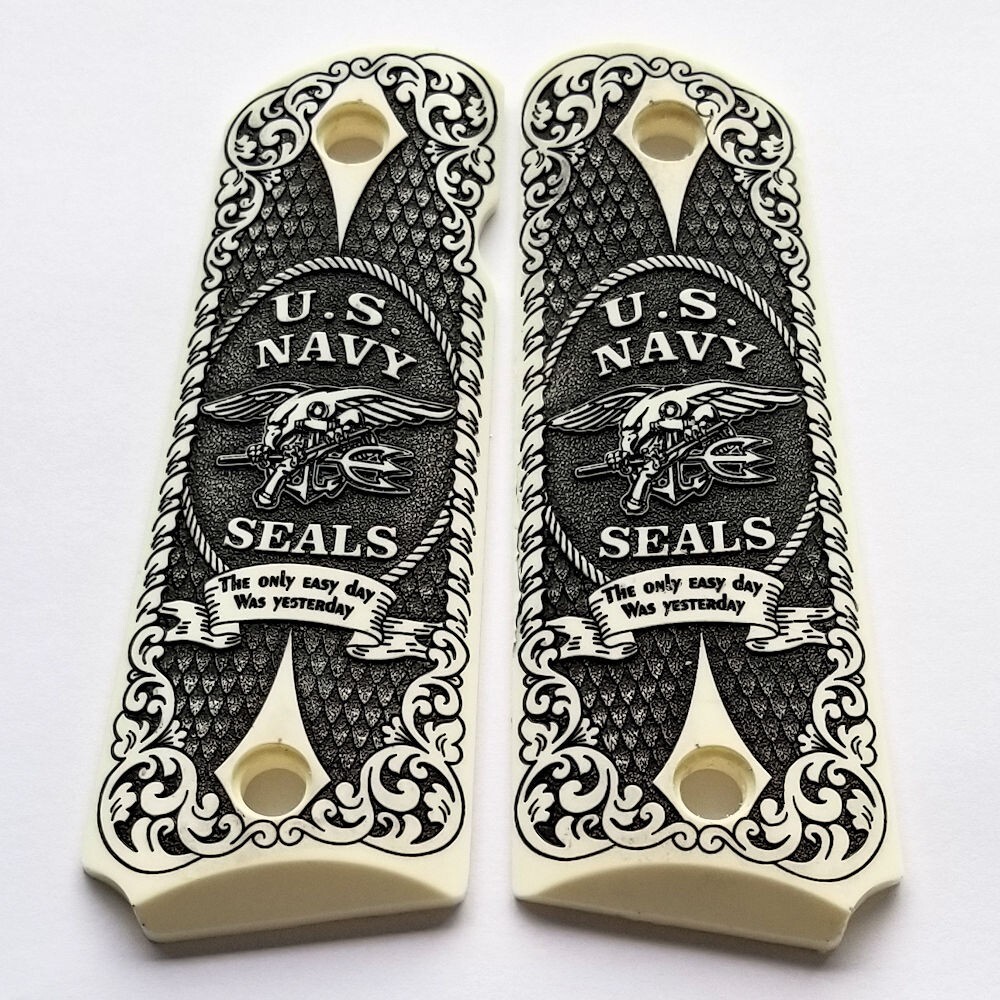 1911 custom 3D engraved imitation ivory grips US Eagle Trident