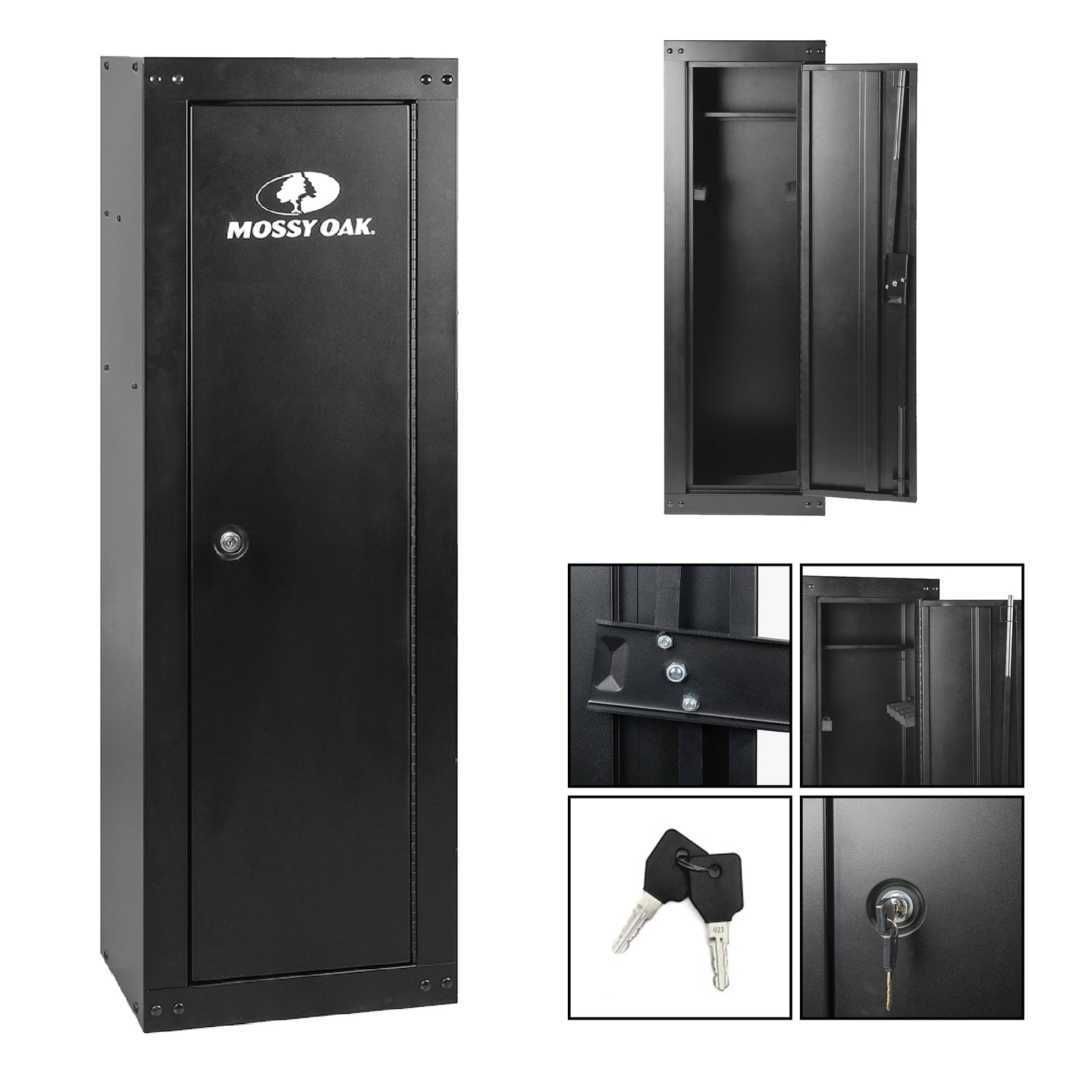 Mossy Oak 8 Gun Security Cabinet with Key Lock - Compact & Durable Black Design