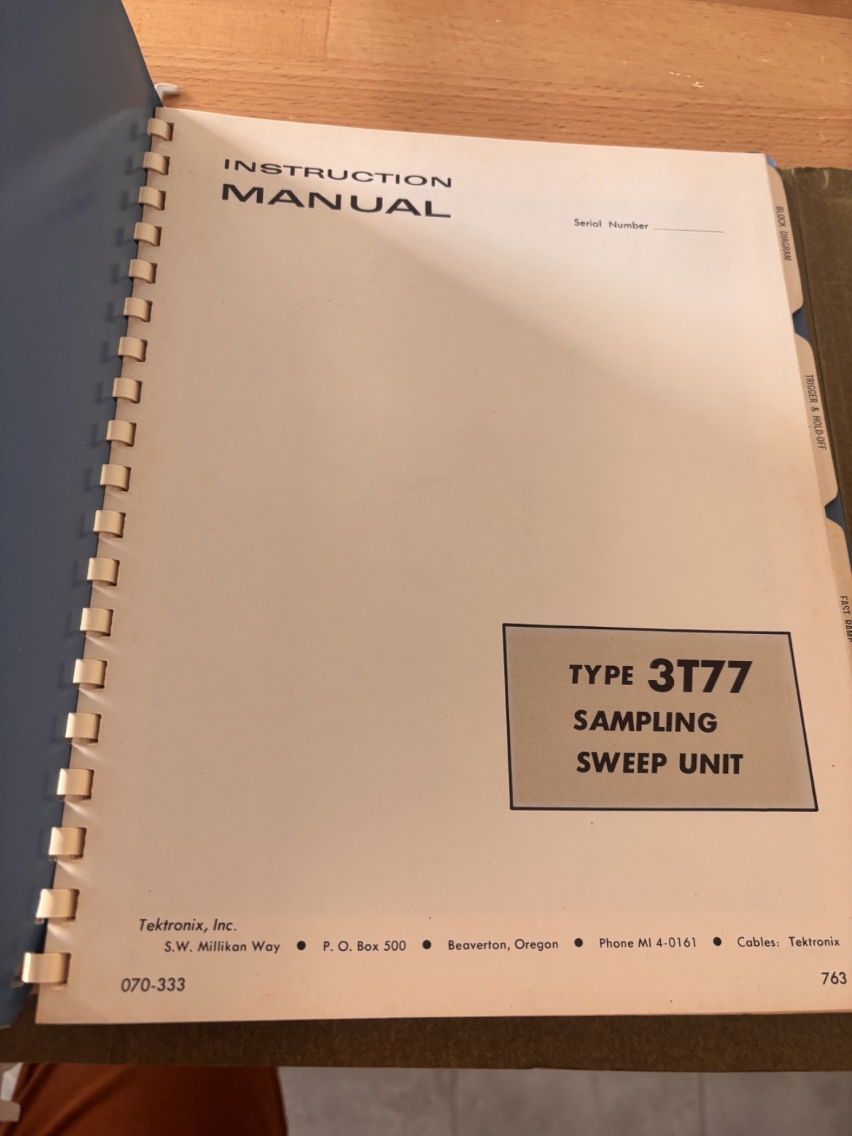 type 3T77 sampling sweep unit Instrucation manual
