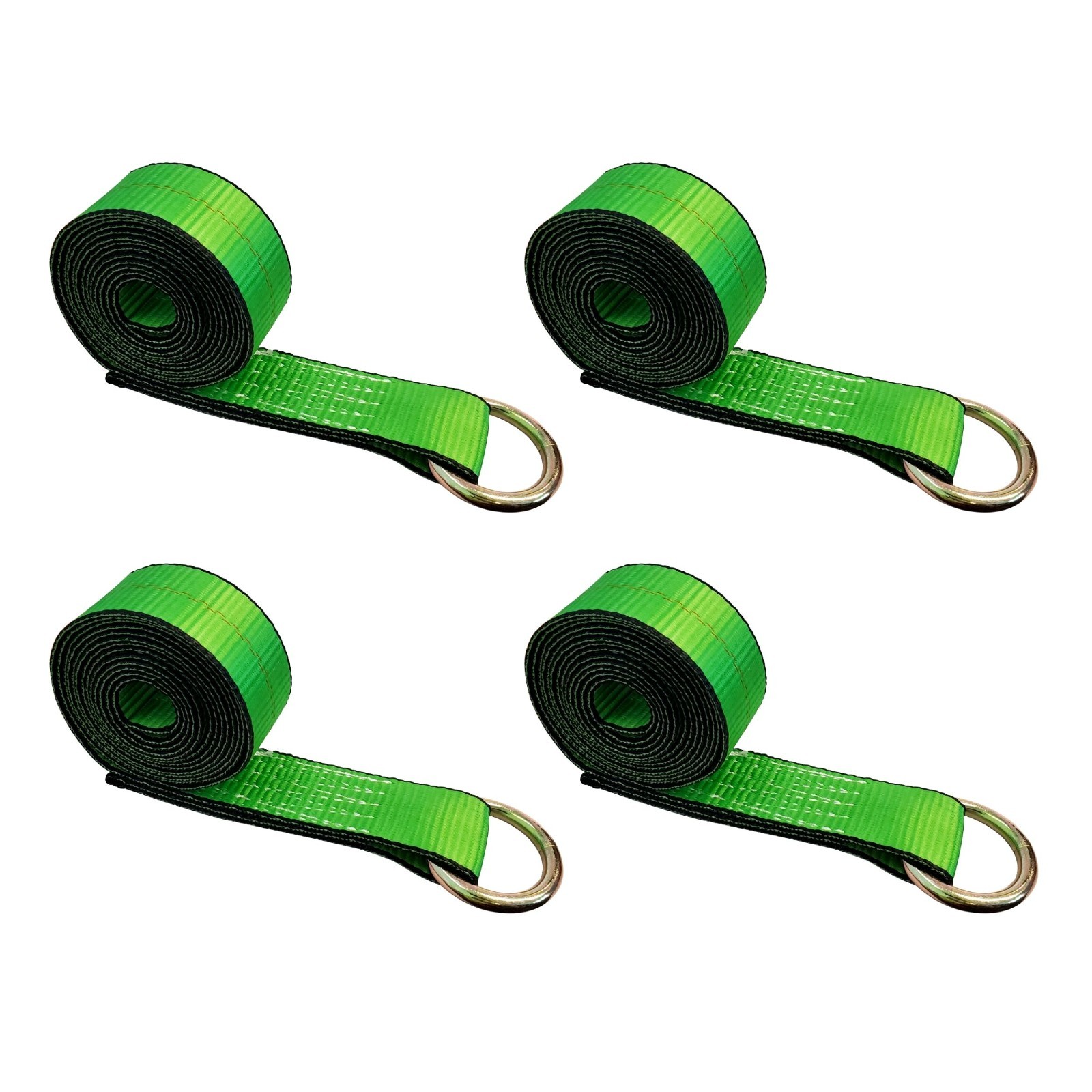 4 Pack 2" x 10' Lasso Strap w/ O Ring Auto Tie Down for Tow Truck Wheel Lift