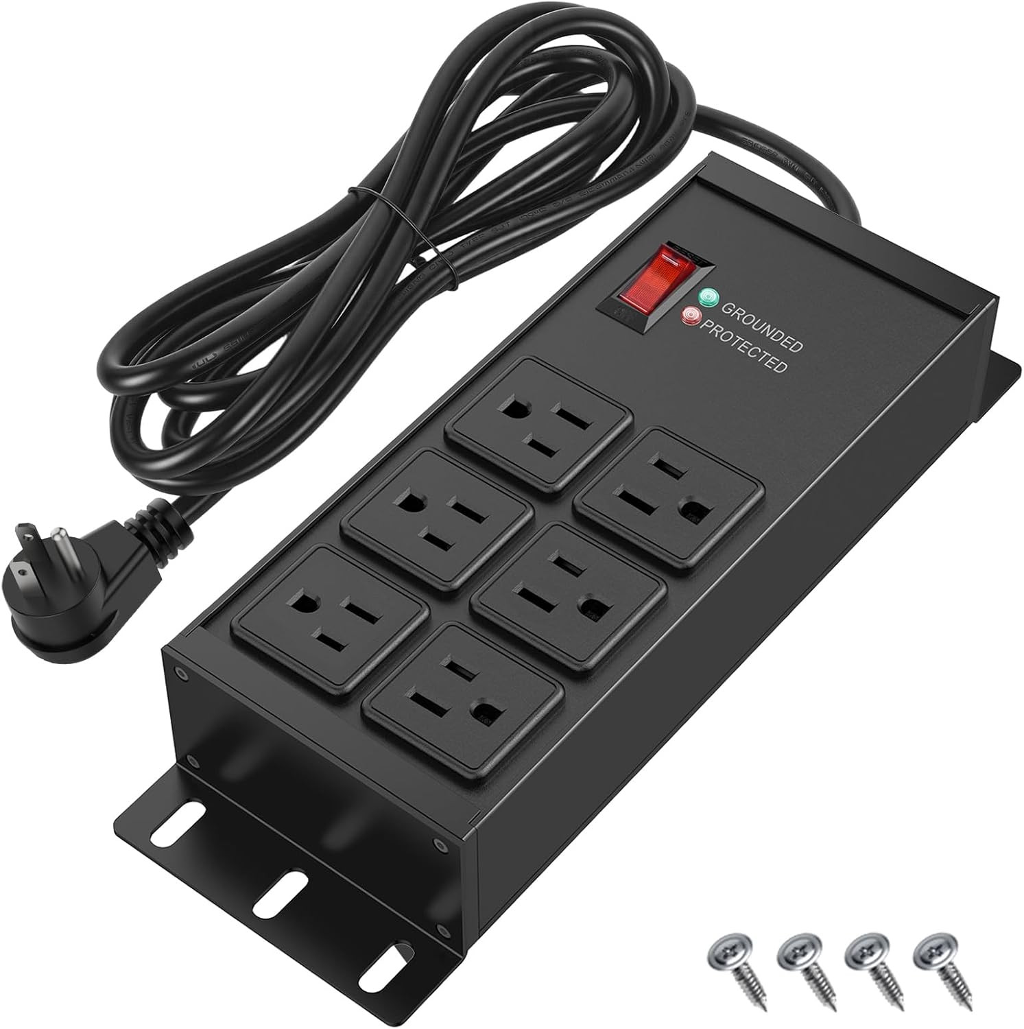 Heavy Duty Surge Protector Power Strip 2500J, 15A 1875W 6 Outlets Extension Cord
