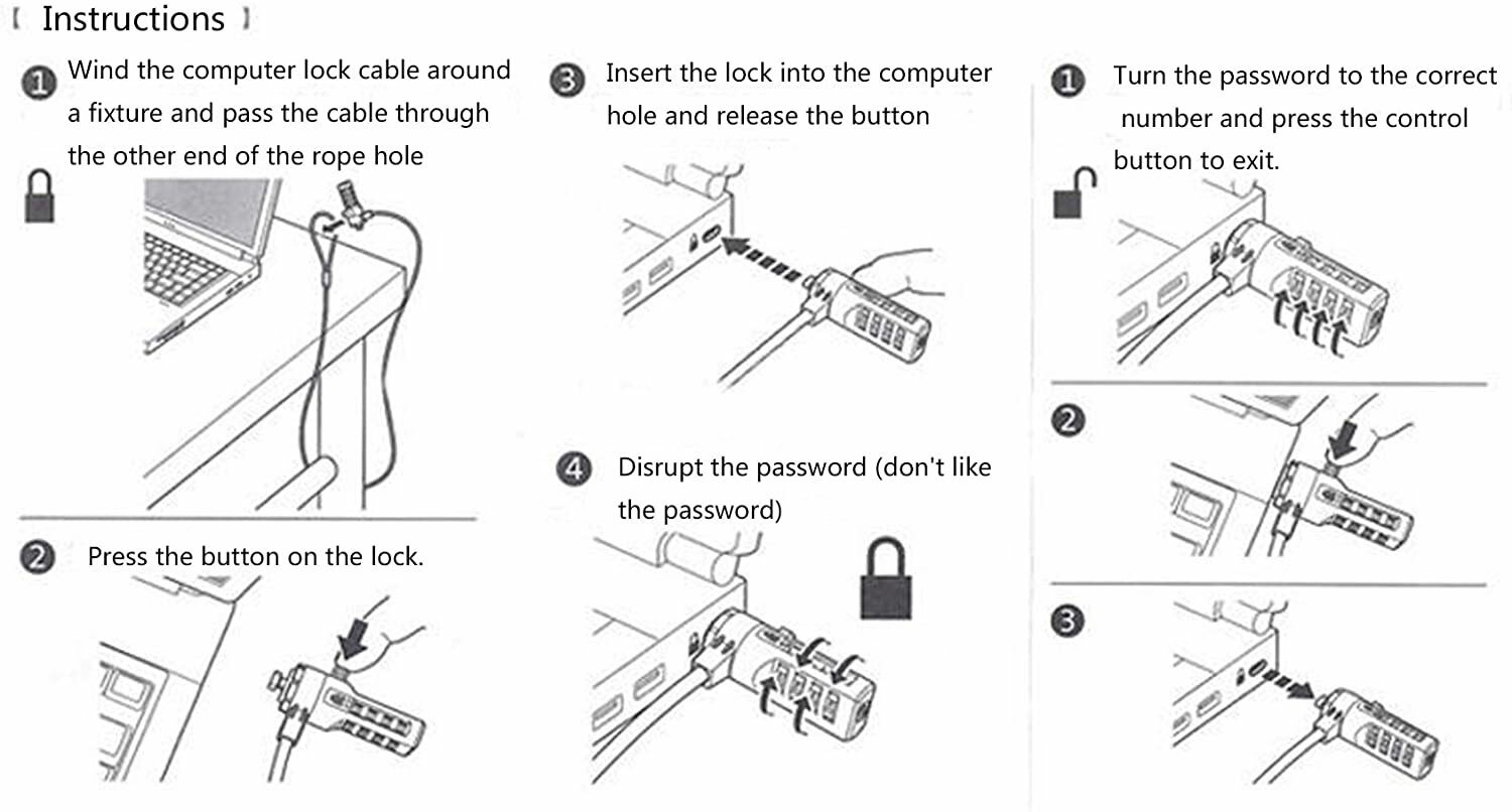 Digital Cable Lock for Laptop Notebook, 6 Feet
