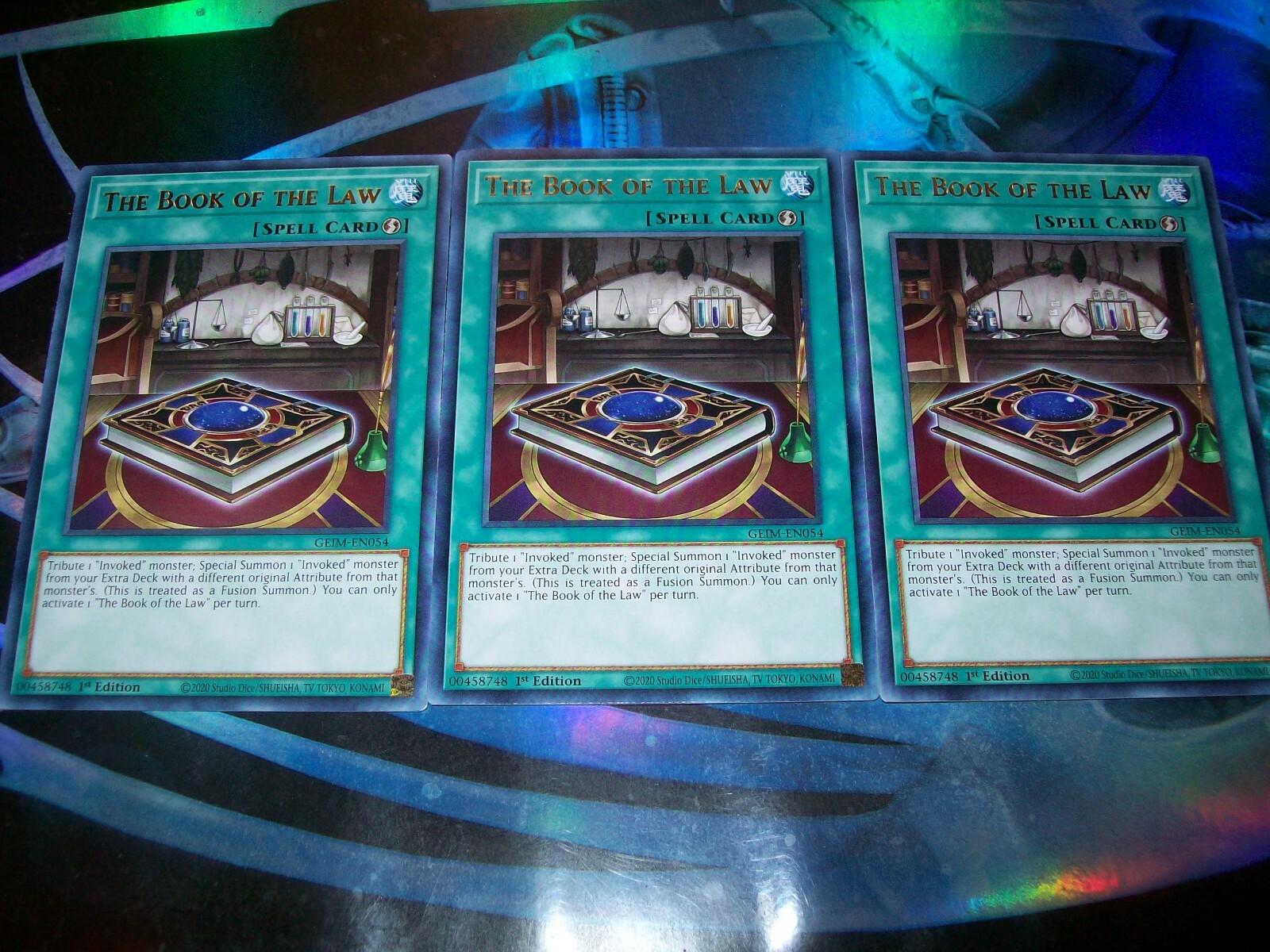 3x The Book of the Law 1st Edition Rare GEIM-EN054 Yu-Gi-Oh!
