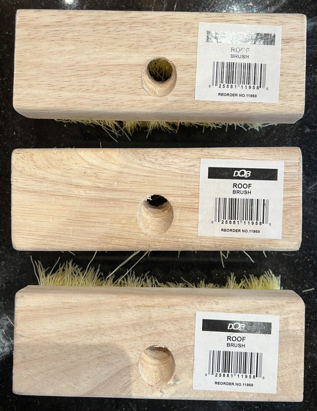 DQB 7" Roof Brush 11958 Tampico Colored Poly,  2” Trim, 1 Threaded Hole Lot of 3