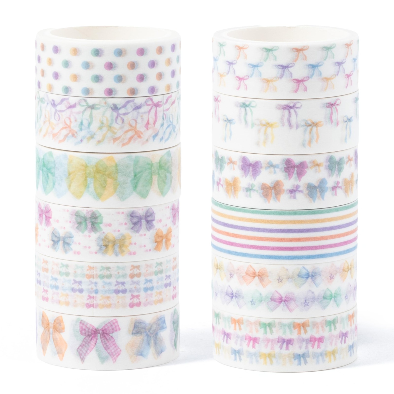 Watercolor Bow Washi Tape - 12 Rolls Colorful Watercolor Bow Pastel Preppy Ae...