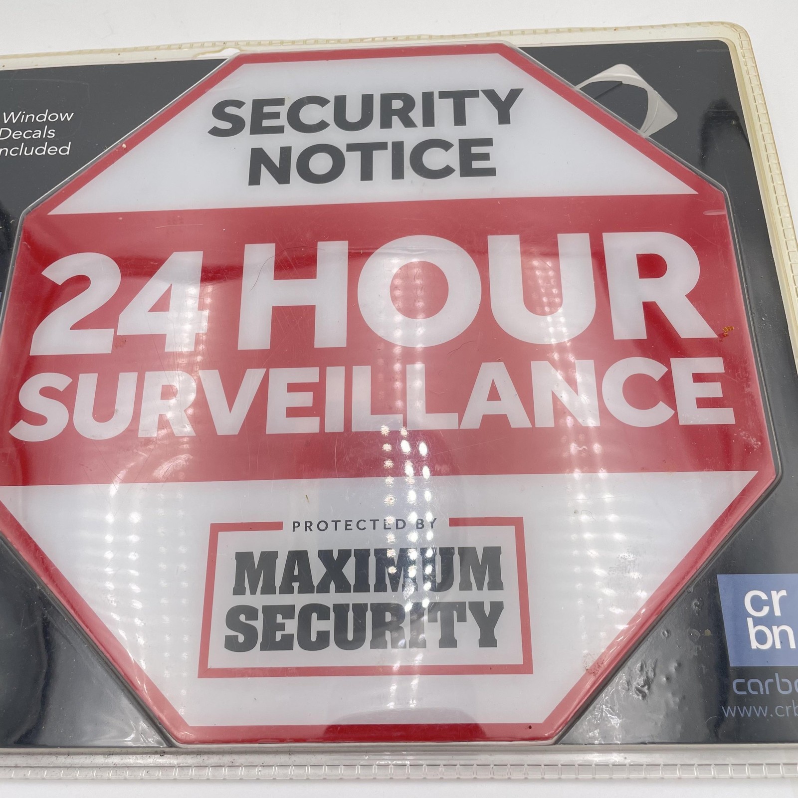 Security Yard Sign 24 Hour Surveillance Maximum Security w/ Stake & 4 Window Dec