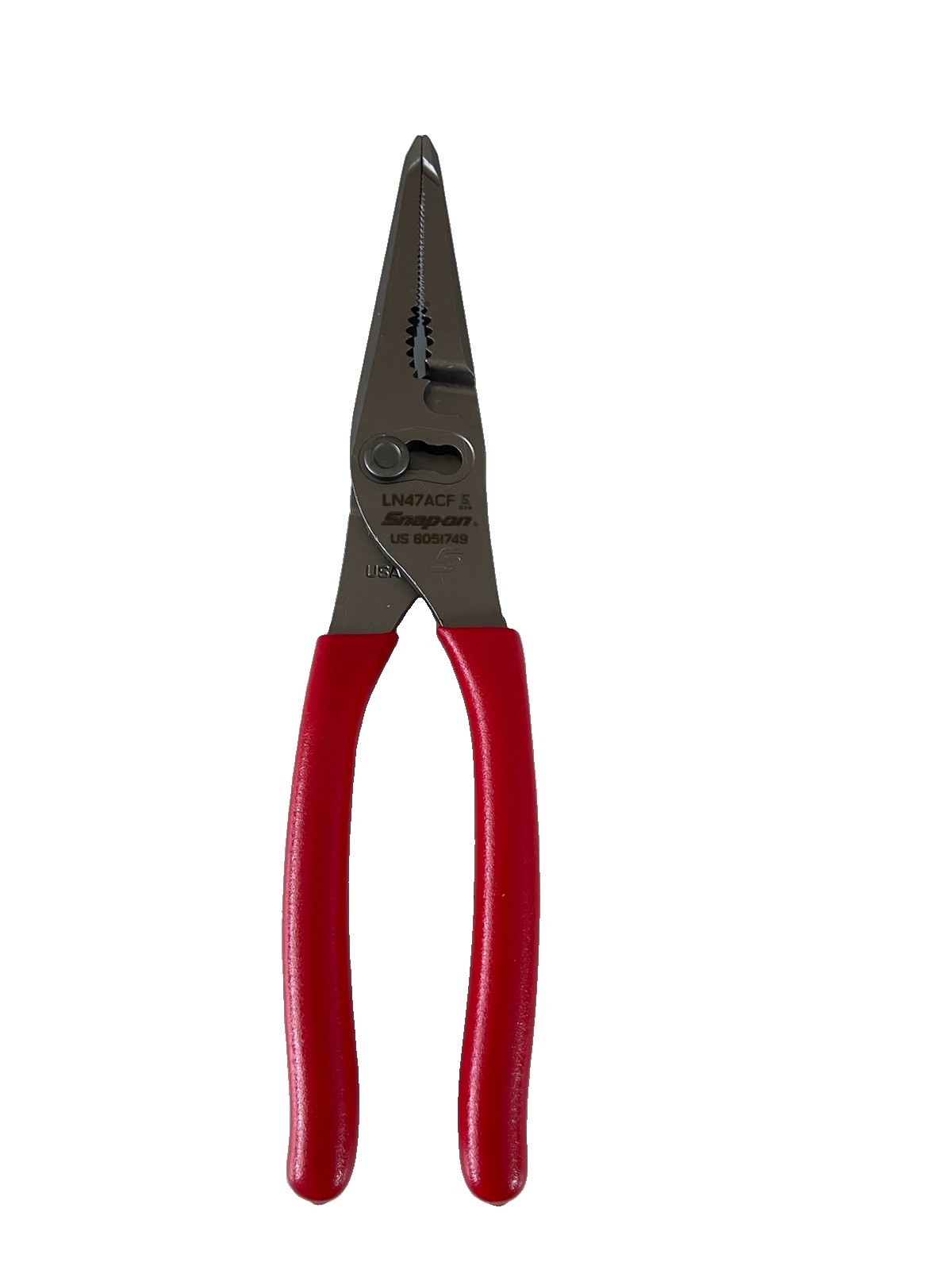 Snap On Tools NEW Red 9" Soft Grip Long Nose Slip Joint Pliers LN47ACF
