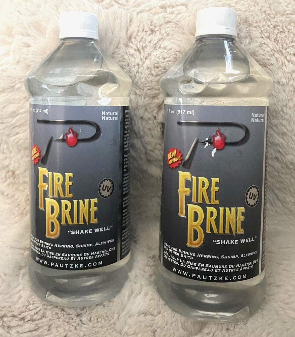 Set of 2 Pautzke Fire Brine Egg Cure Scent 32 Ounce each Natural PFBRINE/NAT