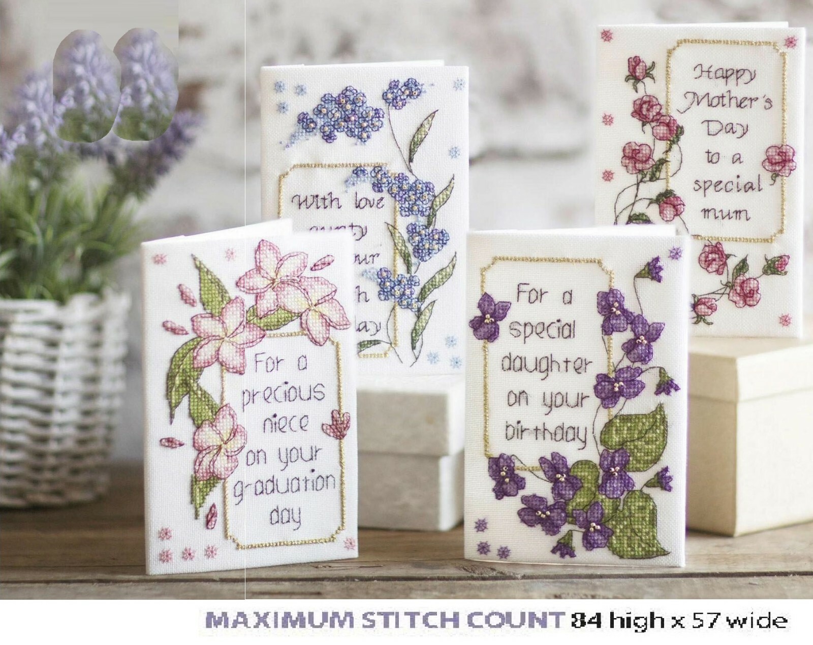 FLORAL CARDS  CROSS  STITCH   PATTERN ONLY   ALS - ERV