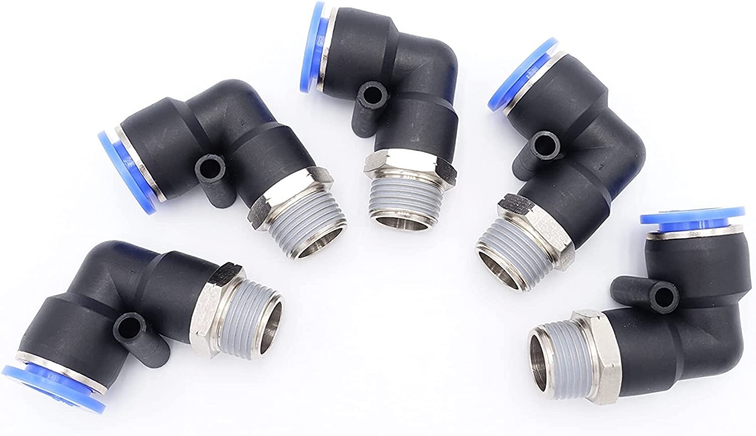 5 pcs Pneumatic Male Elbow Connector Tube OD 1/2" X  NPT 3/8 PU Air Push In