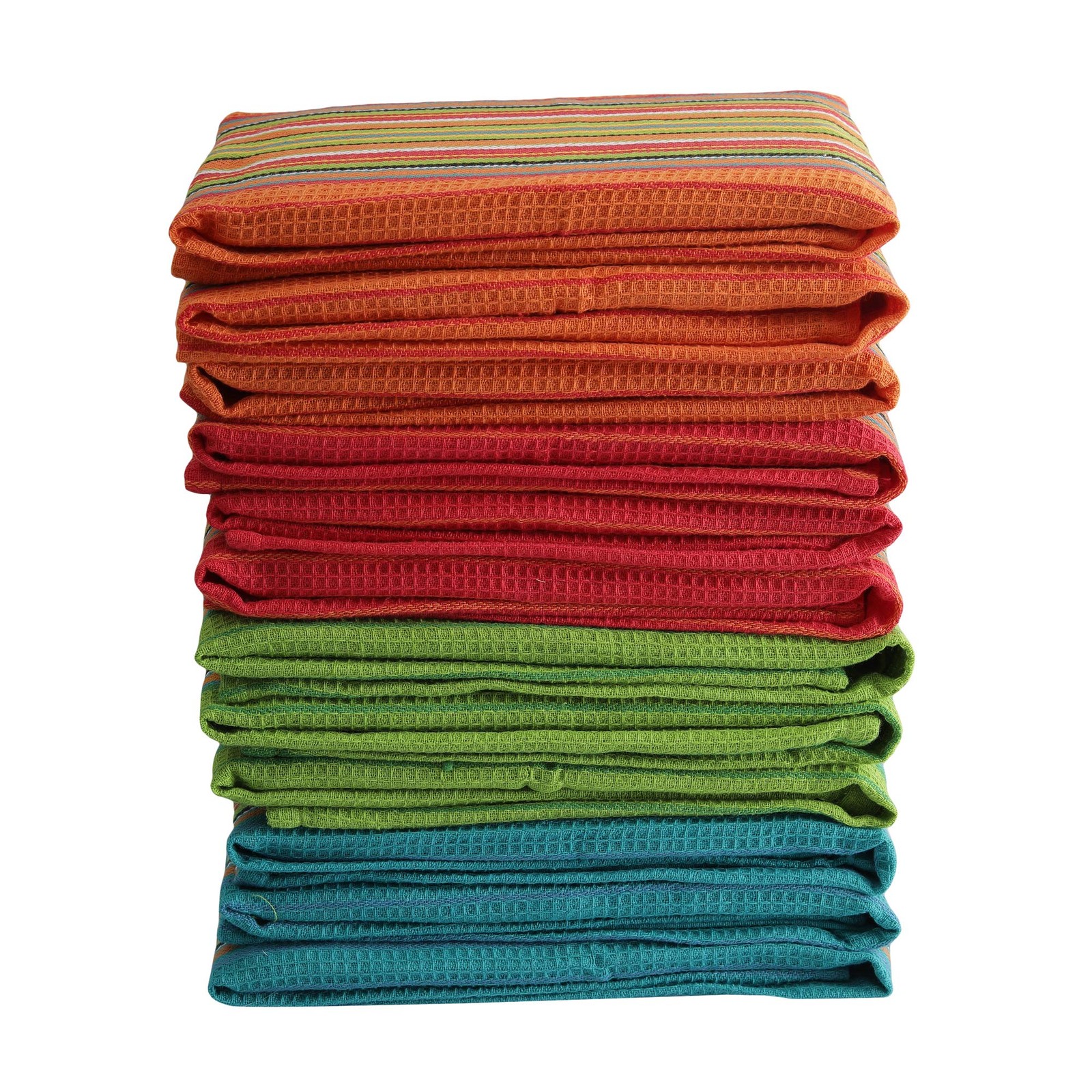 Salsa Stripe Kitchen Dish Towels, 100% Cotton, Highly Absorbent, Multi Purpos...
