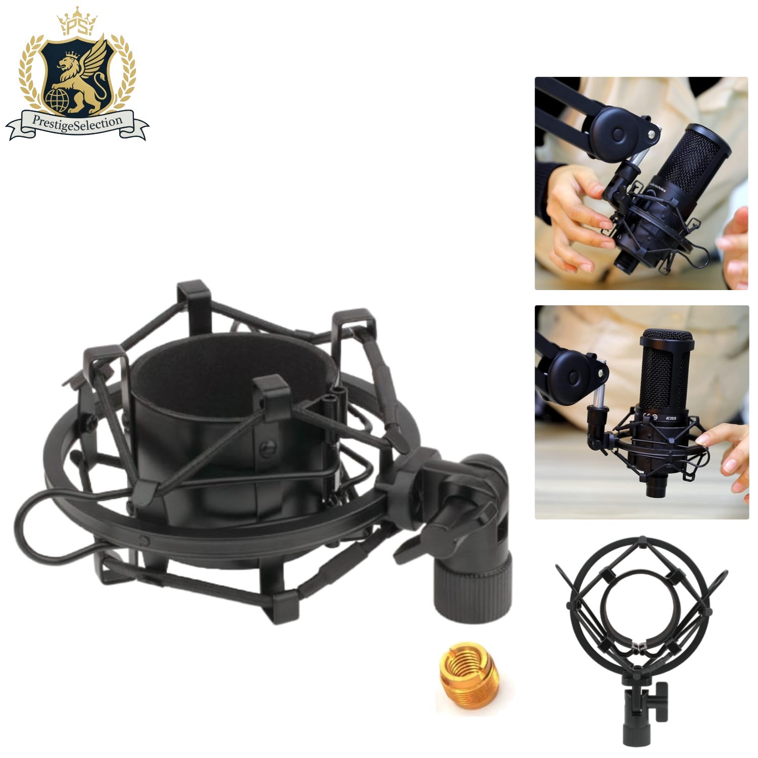 Durable Metal Microphone Shock Mount - Universal Fit with Adapters for AT Models