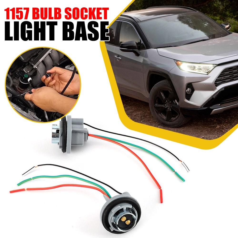 2pcs 1157 LED Brake Turn Light Bulb Socket Light Base Harness Wire Pigtail Plug