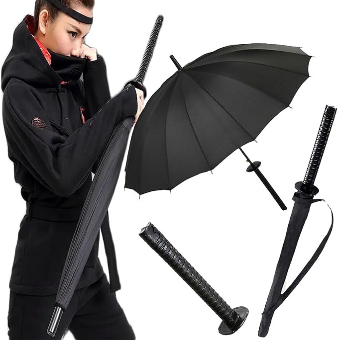 Paraguas katana samurái largo resistente viento cosplay anime