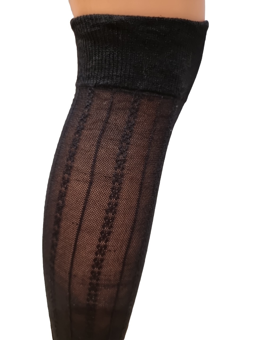 Ladies Black With Pattern Knee High Pop Socks