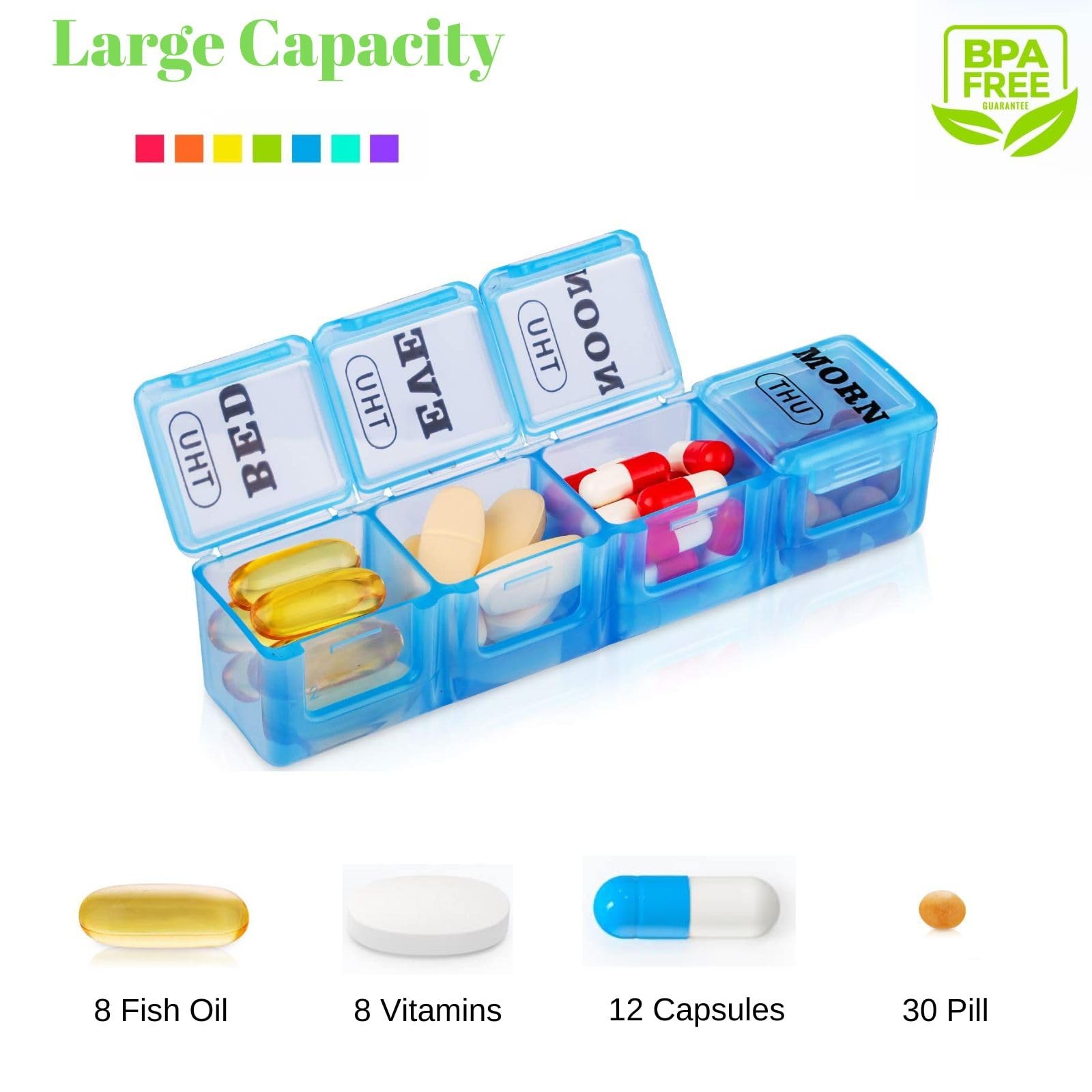 Pill Organizer 4 4 Times a Day, 4 a Day
