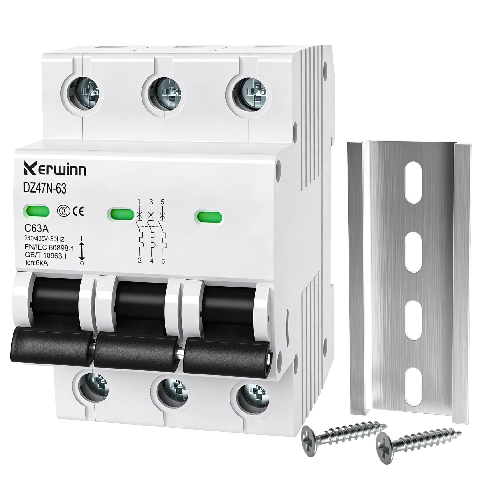 3 Pole Miniature Circuit Breaker,240V/480V AC Breaker, 63Amp...