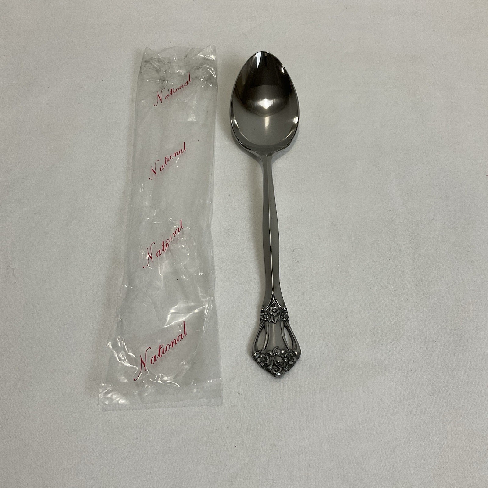 VTG National Stainless BIARRITZ  Tablespoon Retired Pierced Floral Japan New