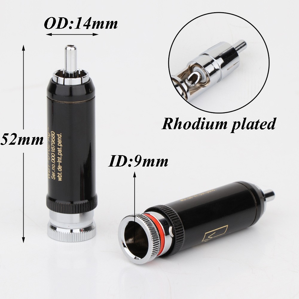 4Pcs Rhodium Plated WBT-0102 RCA Plug Terminal Socket Audio Interconnect Cable