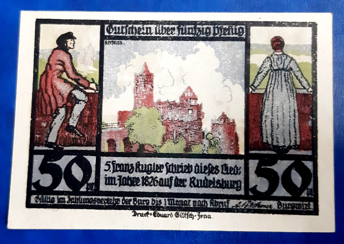 RUDELSBURG NOTGELD 50 PFENNIG 1921 EMERGENCY MONEY GERMANY BANKNOTE (27858)
