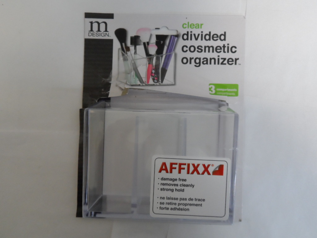 MDESIGN CLEAR DIVIDED COSMETIC ORGANIZER 3 COMPARTMENTS (5 "X 2.4" X 4") (-3B)