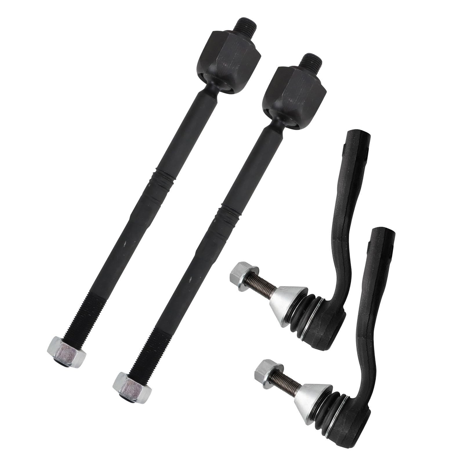 TRQ Inner and Outer Driver and Passenger Side Tie Rod Set 4 Piece Compatible wit