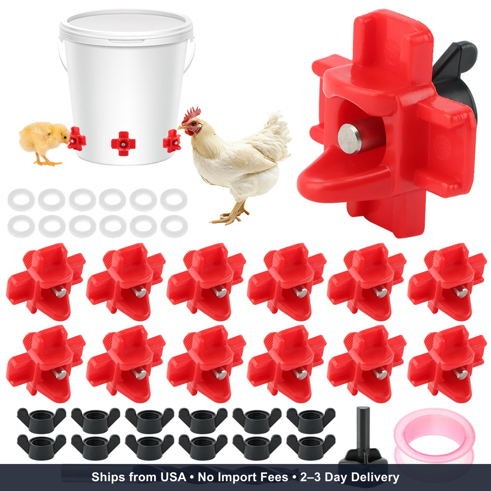 12 Pcs Chicken Water Nipples,Automatic Poultry Nipple Waterer with Drill Bits, N