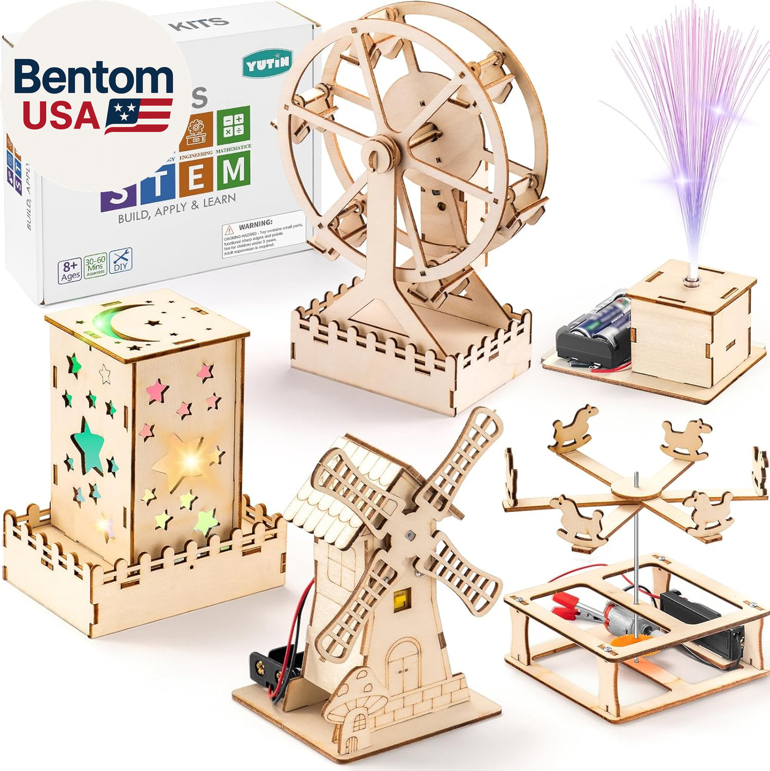 5 Individual STEM Science Kits for Kids, Wood Arts and Craft Kits, STEM Toys for