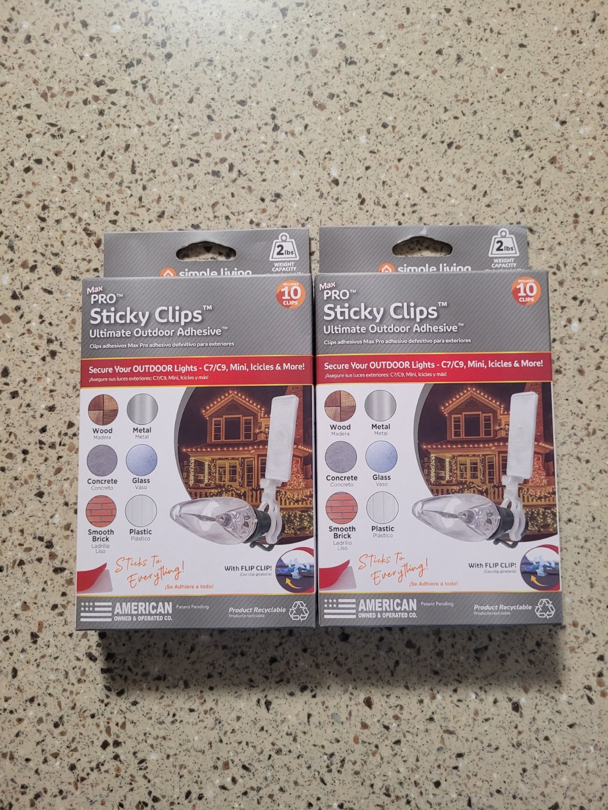 2 Simple Living 10 pc Max PRO Ultimate Outdoor Adhesive Sticky Clamp Light Clips