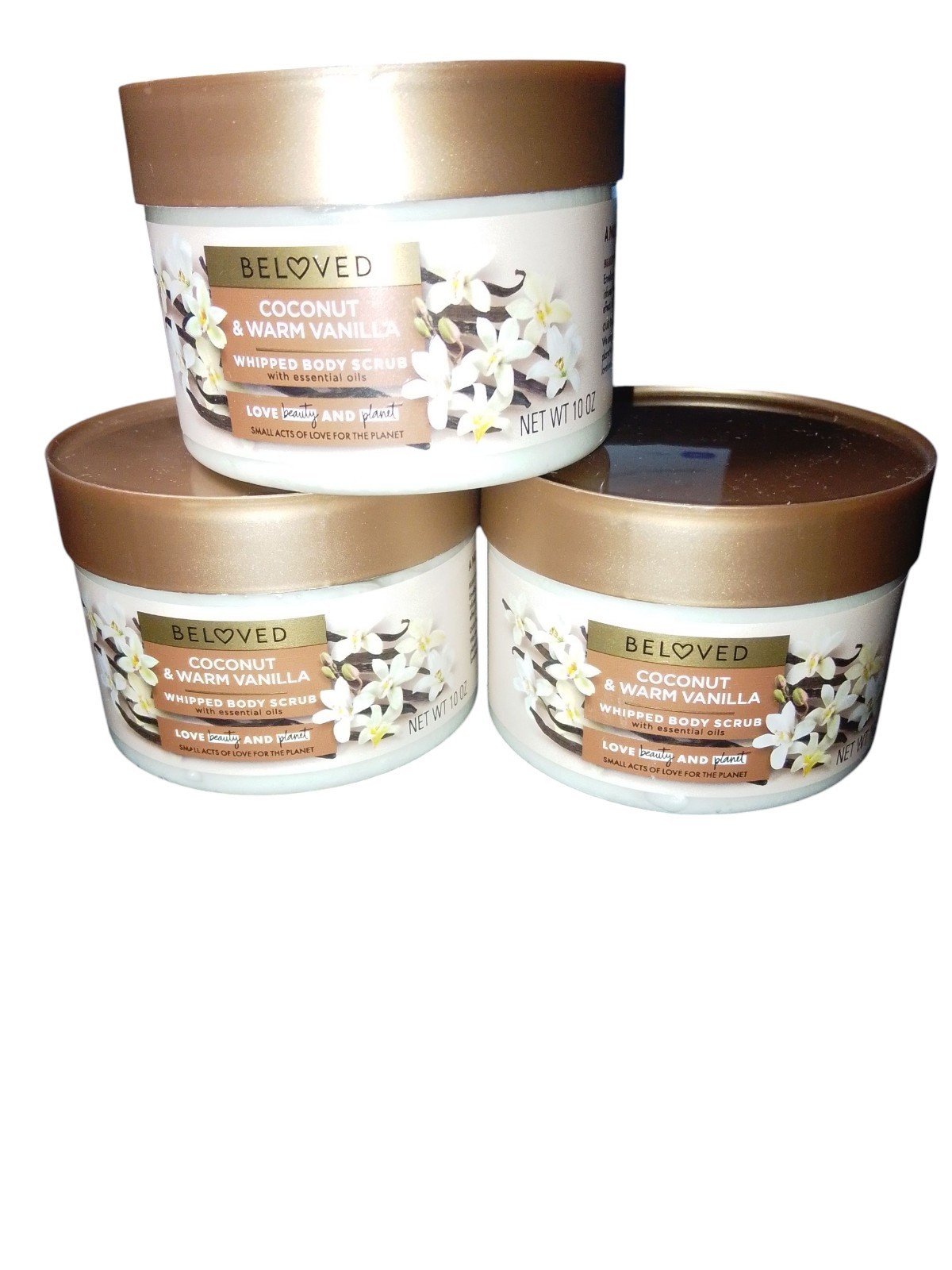 Lot of 3 Beloved Coconut&Warm Vanilla Whipped Body Scrub Each Size 10 Oz.
