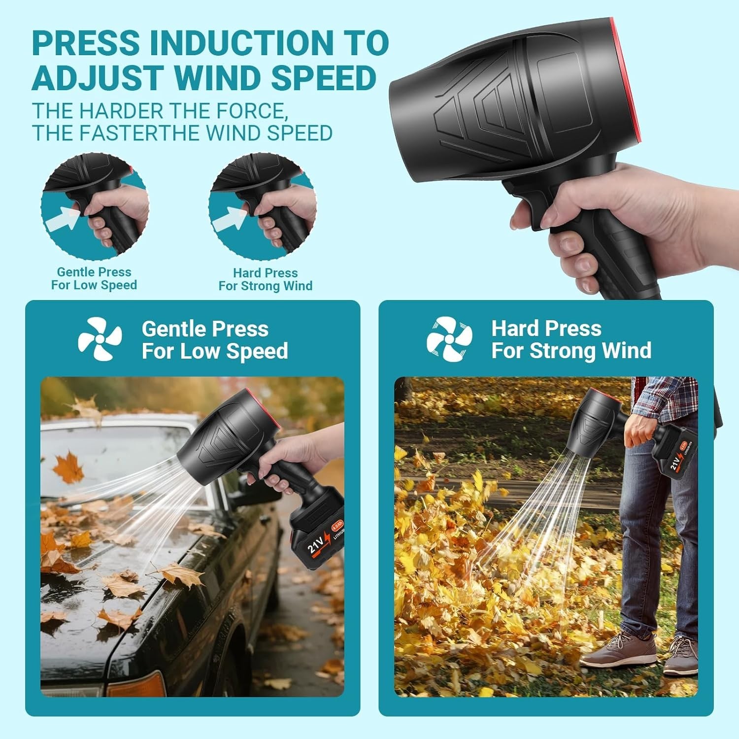 2025 Upgraded Handheld Blower - 32000RPM Power for Leaves, Snow & Dust Removal