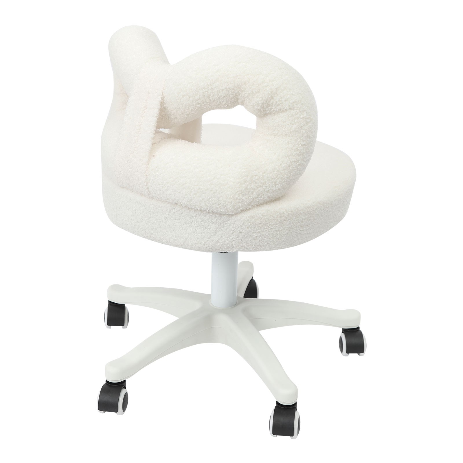 PU Lambswool Cute Bow Backrest Chair, Roller Chair, Make-up Chair