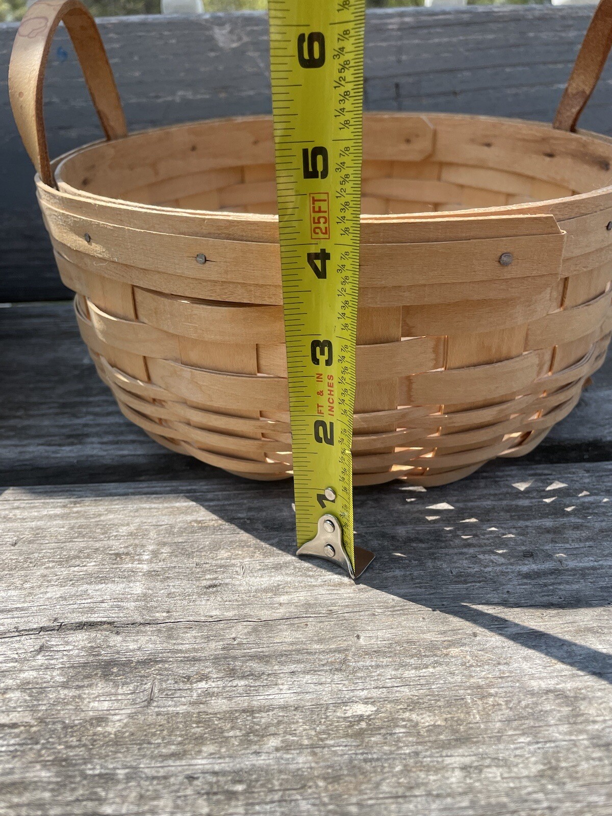 Vintage Longaberger Hand Woven Basket Leather Handles Liner Plastic Protector 😍