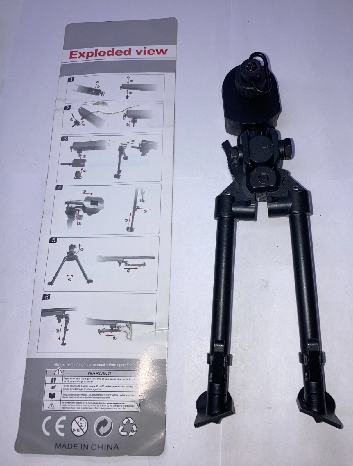 Bipod for Airsoft/Air Rifle (Broken Leg/Hairline Spl-Sold for Parts/Refurbishing